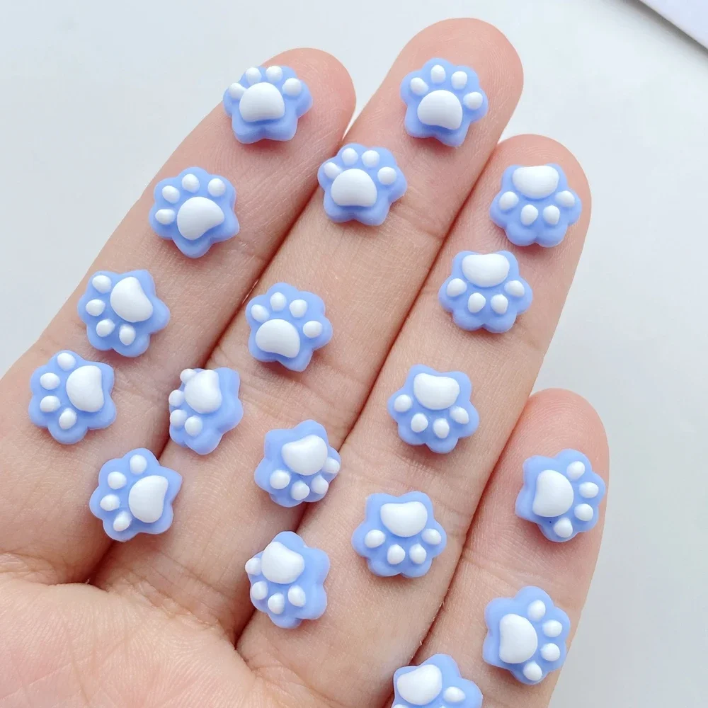 50pcs Mixed Resin Cartoon Mini Cat Paw Flatback Rhinestone Figurines Nail Art DIY Party Scrapbook Accessories Crafts