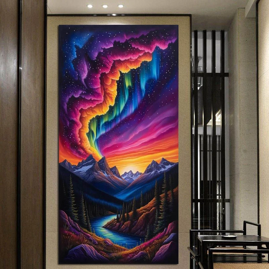 

Fullcang Colorful Sky Scenery Large Size Diy Diamond Painting Snow Mountain Full Square Round Drill Mosaic Embroidery Picture