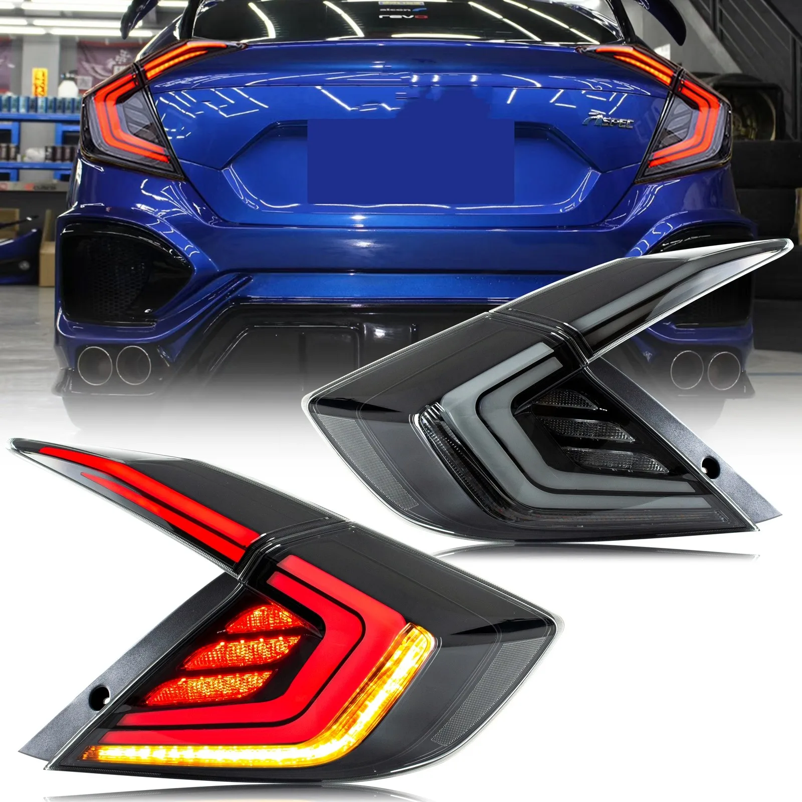 

LED Sequential Tail Lights Assembly for Honda Civic 2016-2021 Sedan Animation Sequential Turn Signal Trunk Rear Brake Lamps