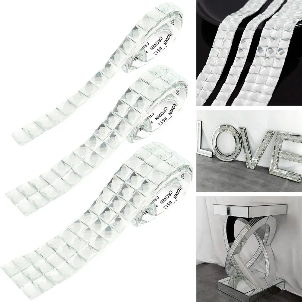 90cm Home Decoration Decal DIY Self-Adhesive Mosaic Tiles Diamond Glass Wall Sticker Mirror Wall Stickers Mini Square Glass
