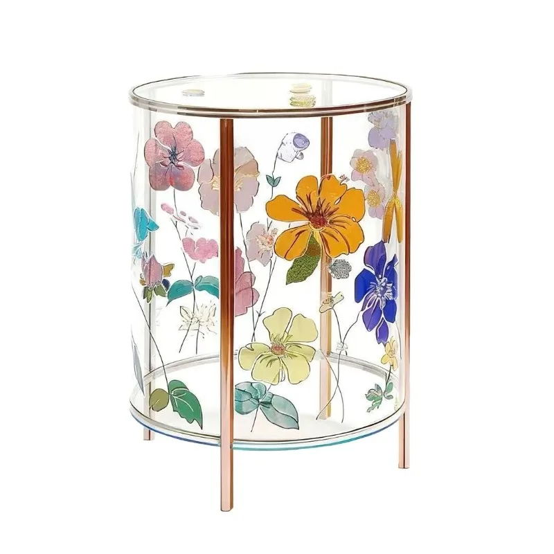 

Color relief acrylic coffee table, carved corner table light luxury art living room side table B & B hotel furniture