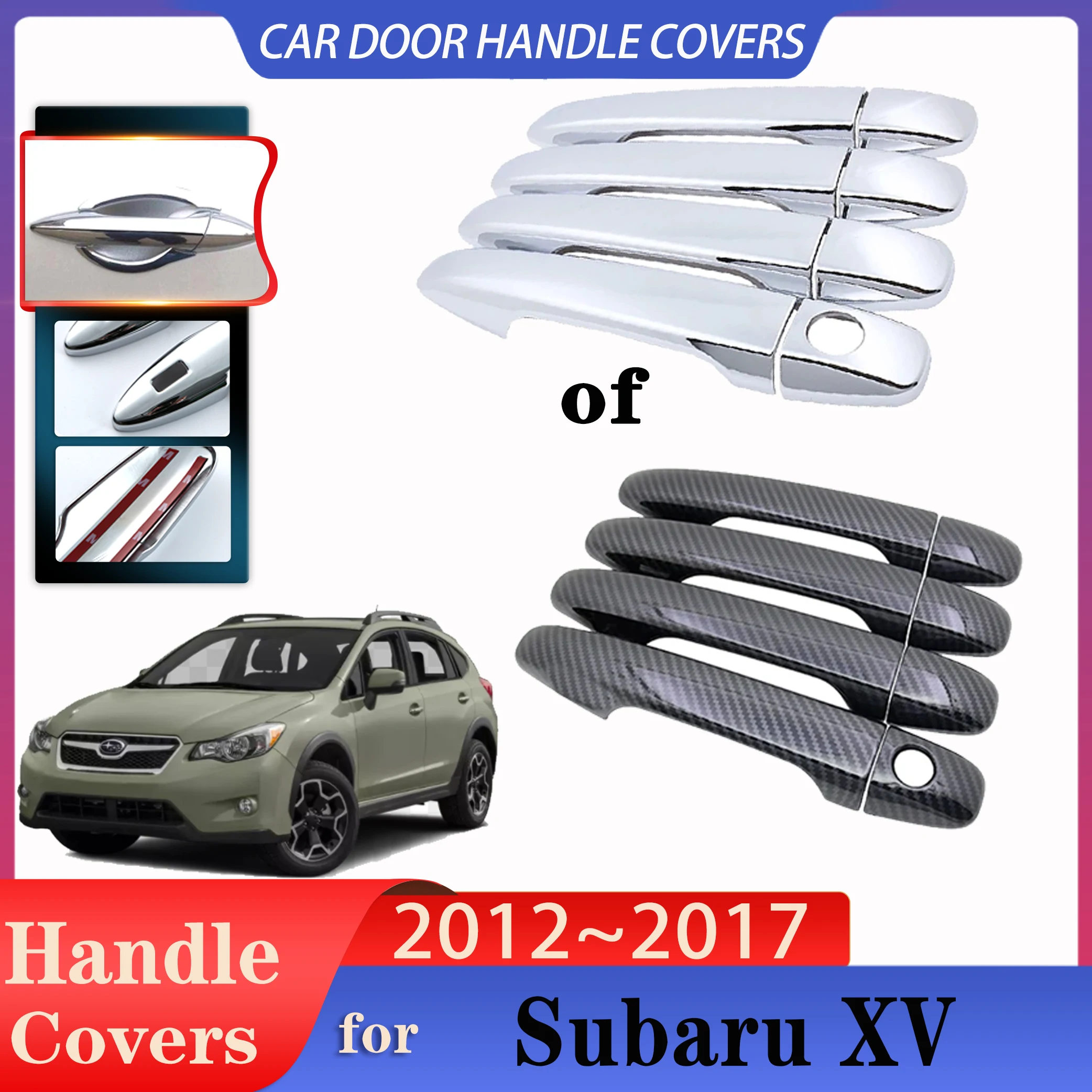 

For Subaru XV Accessories Crosstrek 2012~2017 Car Door Handles Cover Exterior Scratch Protective Decor Anti-rust Car Accessories