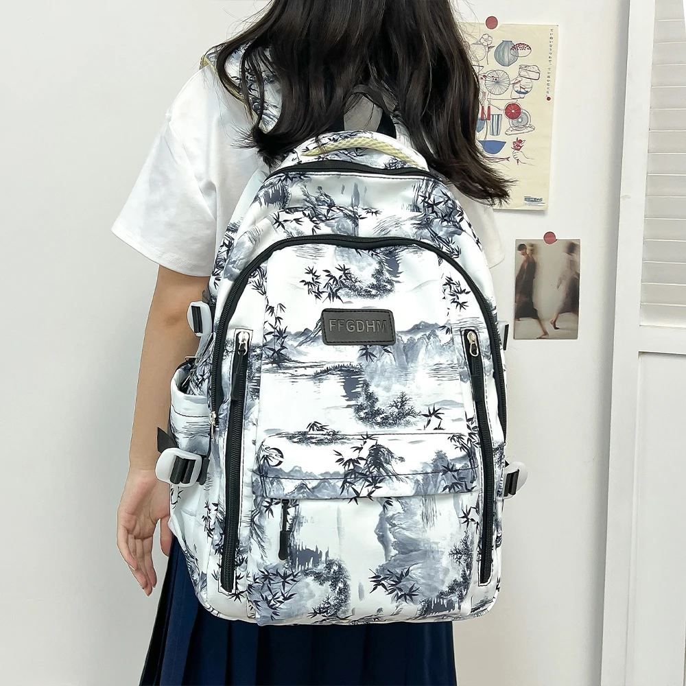 New large-capacity Korean style backpack Chinese style ins versatile school bag niche design casual versatile backpack lightweight water-repellent