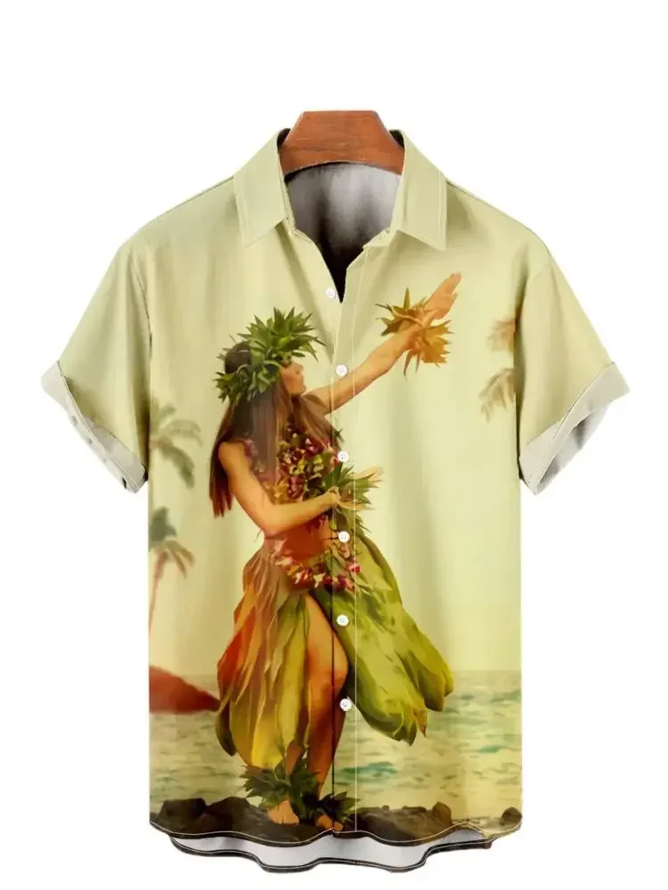 2024 Hawaiian short sleeved shirt men's luxury clothing 3D printing casual pattern men's retro clothing size