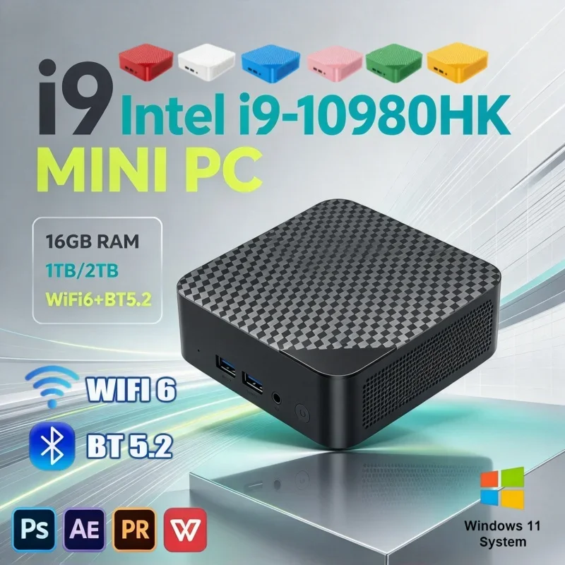 Best Seller Intel I9 10980HK Multi-scenario Pocket Mini Desktop 13 Colors 16GB RAM 1/2TB SSD WiFi6 BT5.2 Win11 4K PC