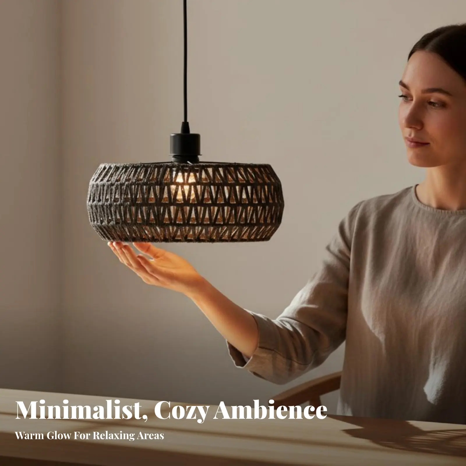 

Natural Fiber Hanging Lamp Modern Simple Rattan Hanging Lamp Boho Luminaire Fixture Vintage Design Home Decor for Guesthouse