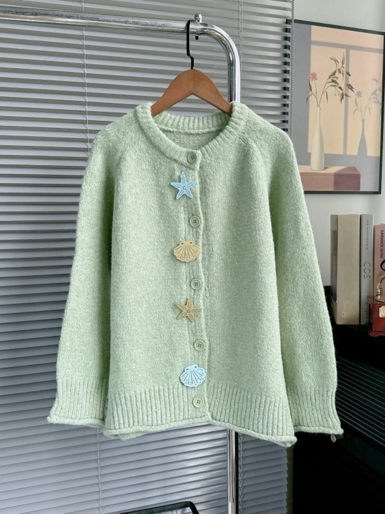 

Japanese Sweet Cardigan Long Sleeve Single Breasted Patchwork Sweaters All Match Knit Tops 2025 New Preppy Style Women Clothing