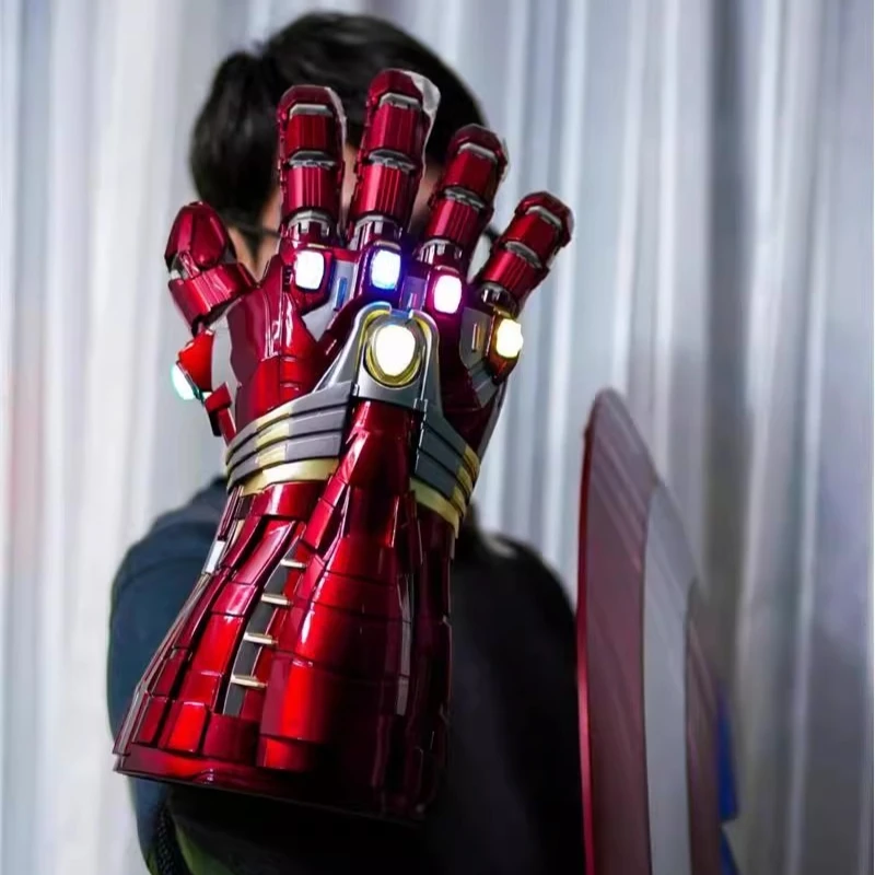 45cm 1:1 All Metal Avengers 4 Iron Man Nano Unlimited Gloves Hulk Edition Wearable Luminous Gloves Arm Model Cosplay Prop