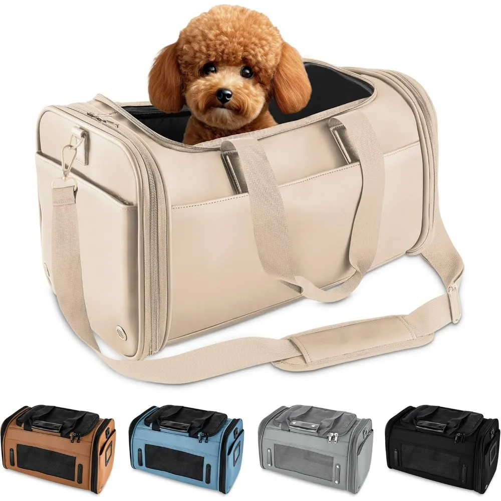 Pet Carriers, Airline Approved PU Leather Luxury Pet Carrier - Size XS/S - for Small Dogs and Cats, Dogs Carriers