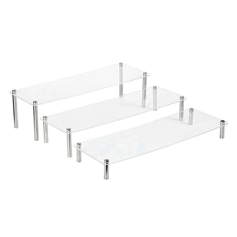 

AUAU-3Pcs Set Of Ladder Acrylic Cupcake Display Stand Hand Puppet Jewelry Display Stand Transparent