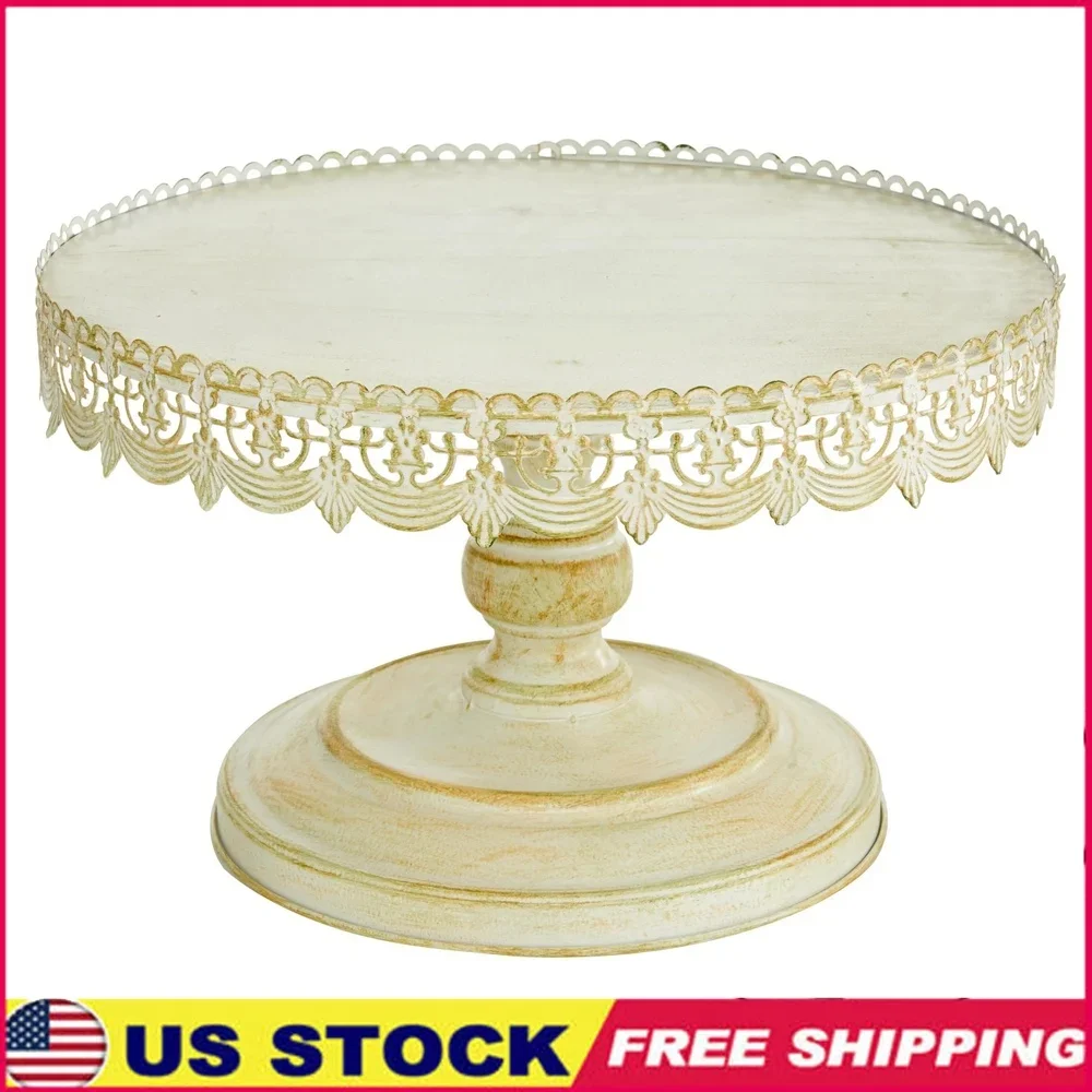 

16-дюймовая белая металлическая декоративная подставка с кружевным краем, идеальные ювелирные растения, свечи, домашний декор, комнатный дисплей