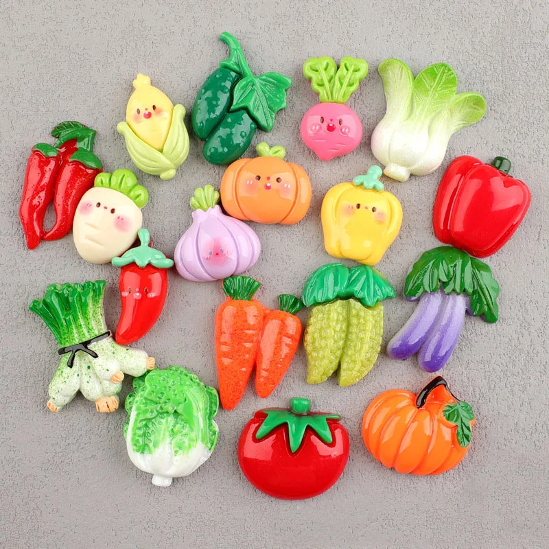 

DIY Jewelry Findings 100pcs Imitation Vegetable Radish Chili Cabbage Flatback Ornament Accessories Beads Charms Decoration