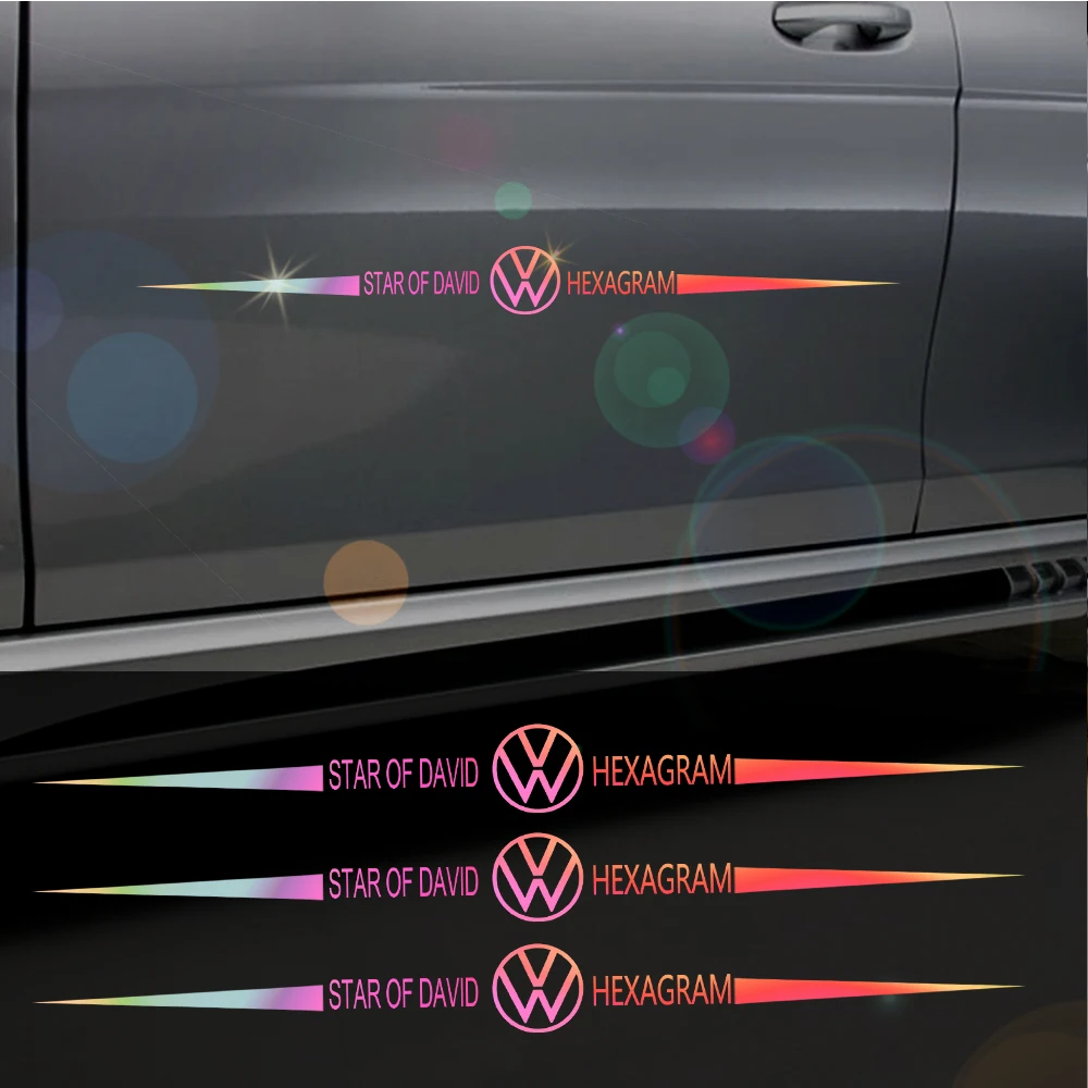 Car Laser Reflective Sticker Car Body Car Door Decoration Decal Accessories For Volkswagen VW golf Polo R Rline GTI CADDY Beetle