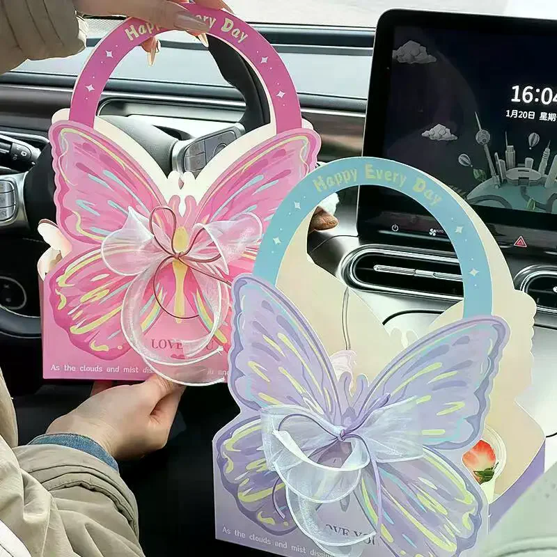 

Прозрачная ПВХ-коробка для цветов в форме бабочки, универсальный упаковочный материал для цветочных магазинов, для праздников, подарков на День святого Валентина