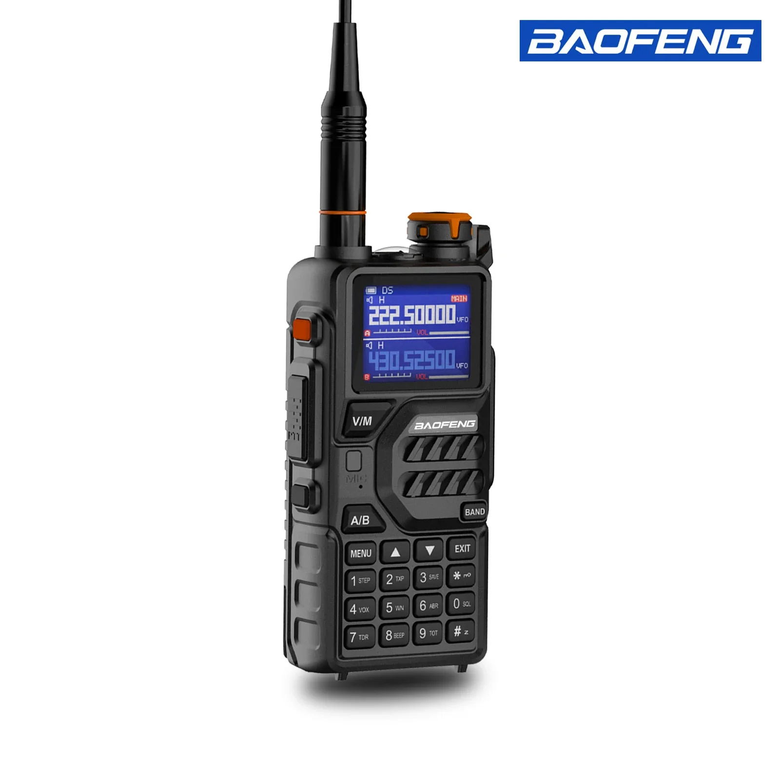 BAOFENG Radio K5 Plus Portable Ham Radio Six-Bands Two Way Radio Tri Band High Power NOAA 999 Channels USB-C Chirp