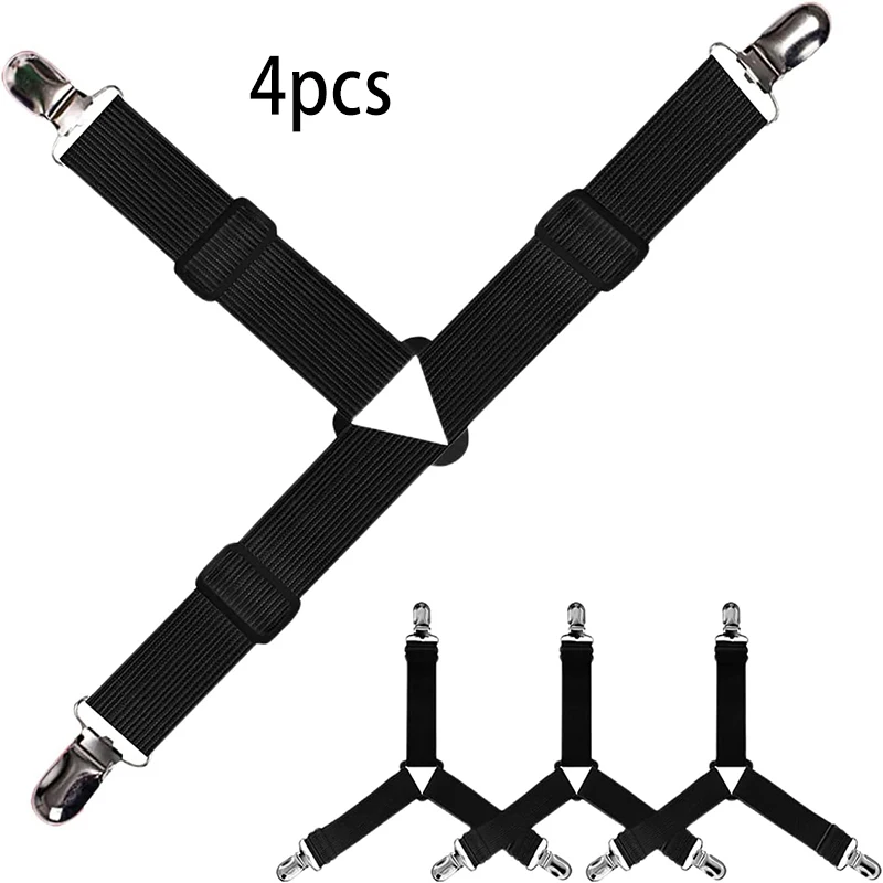 Adjustable Bed Sheet Straps - Elastic Fasteners for Tablecloths, Duvet Covers & Sofa Slipcovers, Non-Slip Grippers bed frame