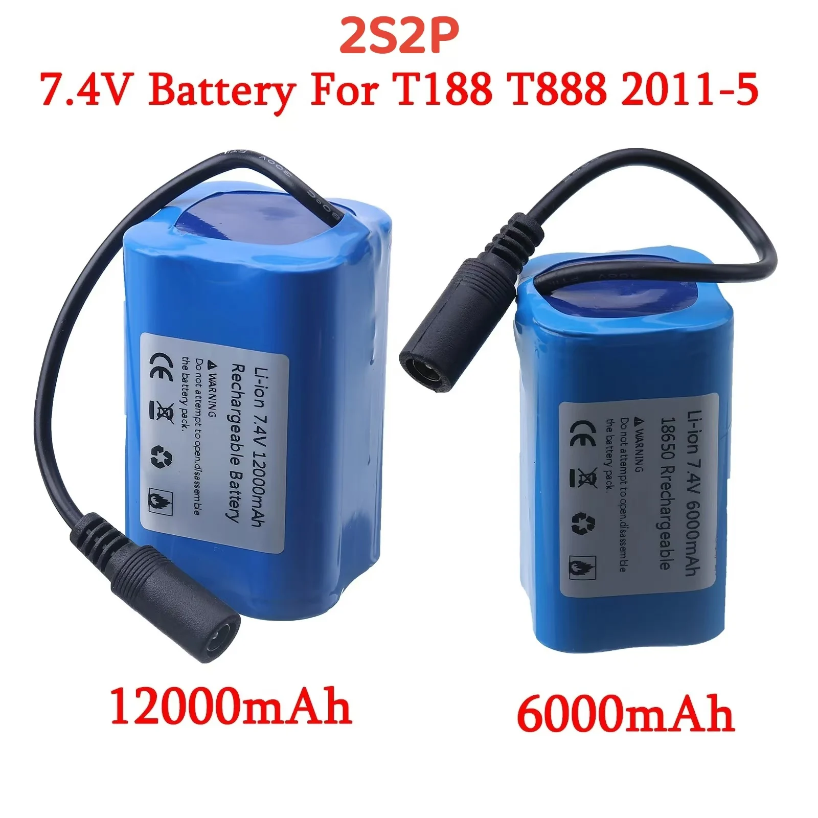 7.4V 12000Mah 6000Mah RC Boats Battery For T188 T888 2011-5 V007 C18 H18 Remote Control Fishing Bait Boat Ship Parts Accessories