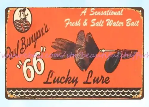 Paul Bunyan's 66 Lure metal tin sign house of decor