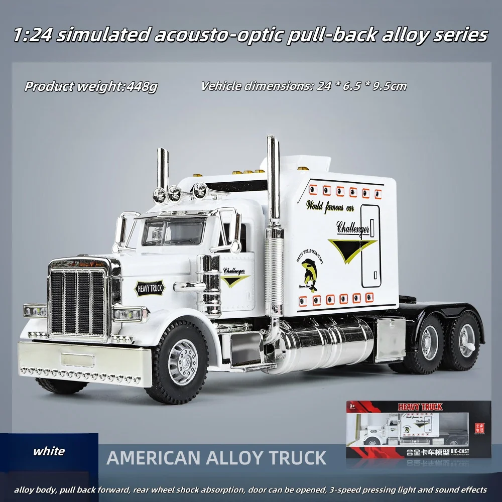 1:24 large American tractor-trailer model big truck alloy toy car boys simulation car semi-trailer