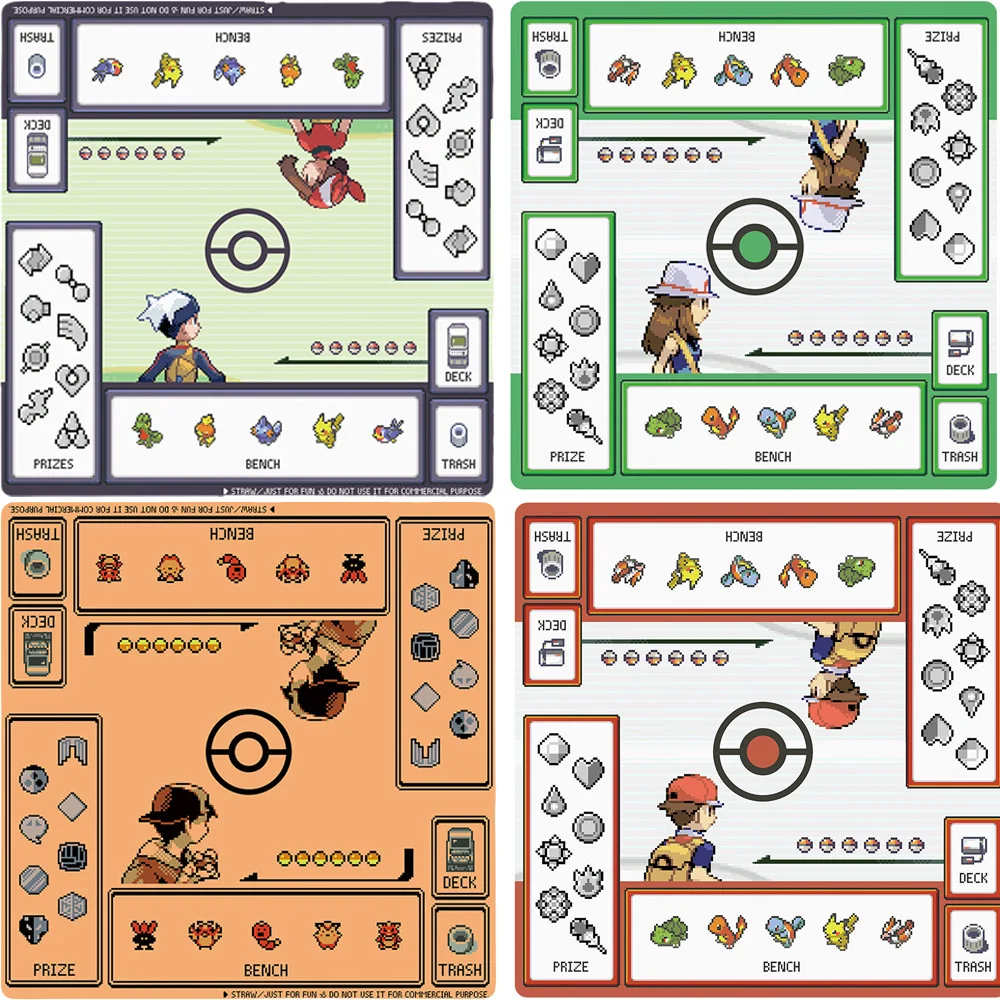 Pokemon PTCG Card Mat Pixel Ash Ketchum 60X60CM Anime Game Characters Self Made DIY Double Player Battle Cards Pad Toys Gifts