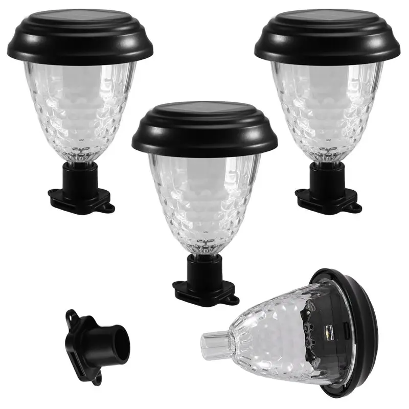 

Комплект солнечных светильников: 4 светильника для ограждения наземного бассейна, идеально подходят для украшения зоны у бассейна на открытом воздухе-AT30