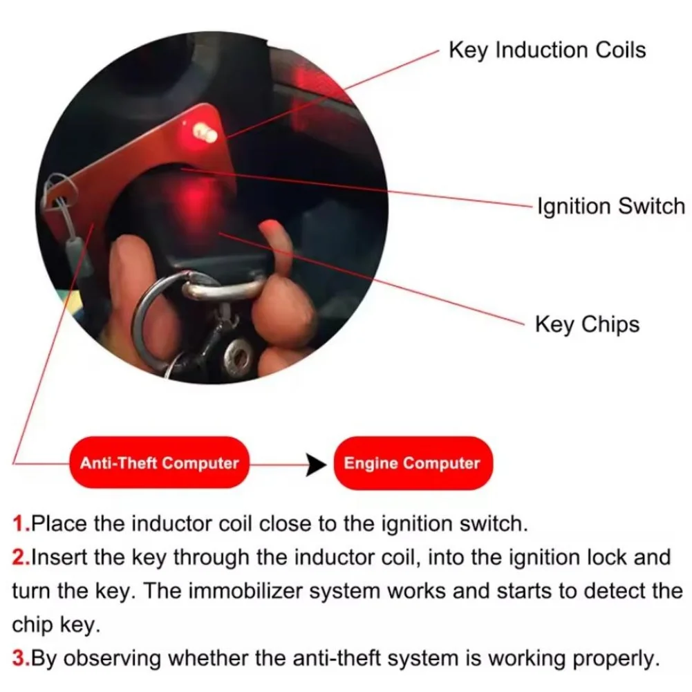 For 12V Vehicles Signal Transmission Key Chip Detection Automotive Diagnostic Tool Key Chip Tester Strong Signal Reception
