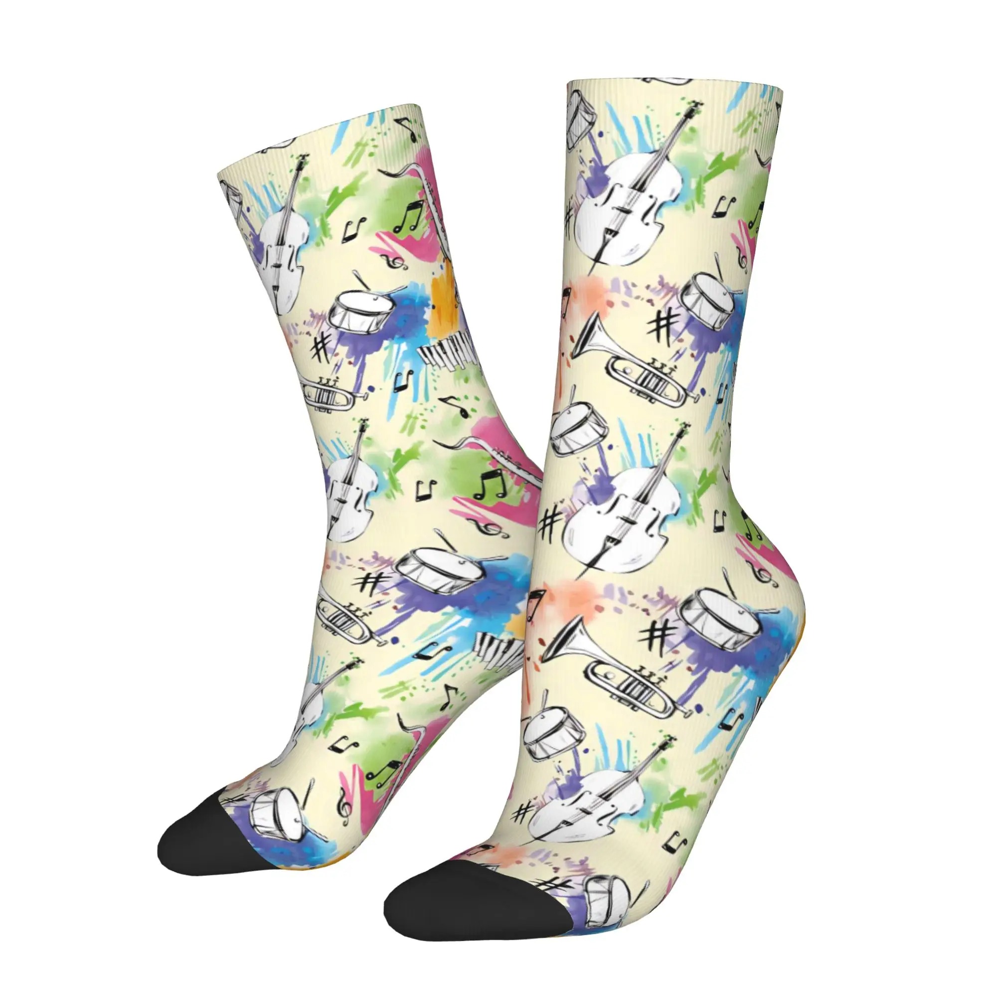 

Musical Instrument Sock Printed Man Polyester Fashion Popular