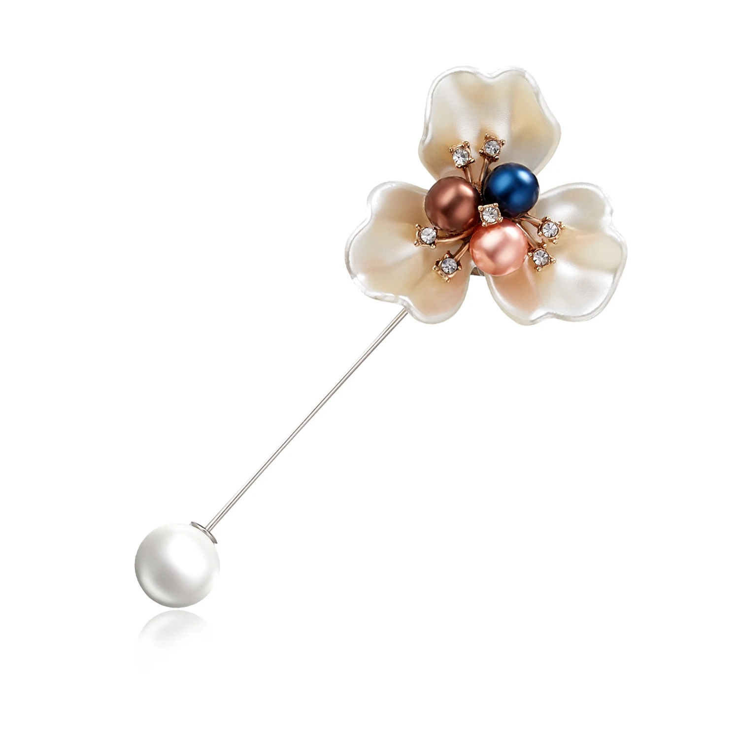 Rinhoo Imitation Perle Shell Kamelie Blume Brosche Für Frauen Weiß Blumen Blütenblatt Bouquet Lange Nadel Hemd Kragen Revers Pin Geschenk – Detail 27