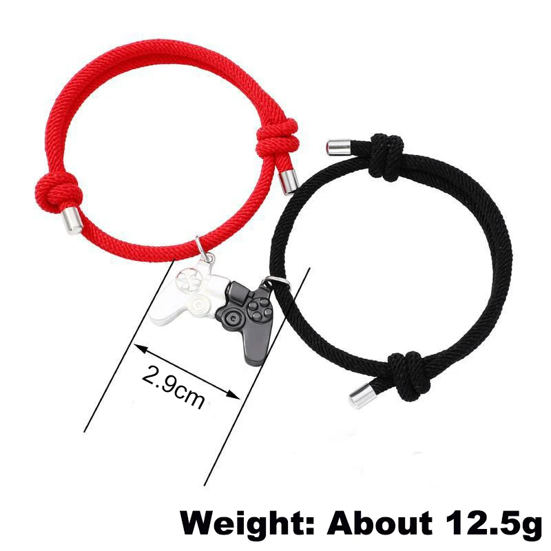 2Pcs/Set Couple's Magnetic Heart Bracelets Attract Hiphop Gamepad Pendant Bracelet For Women Men Birthday Valentine's Day Gift