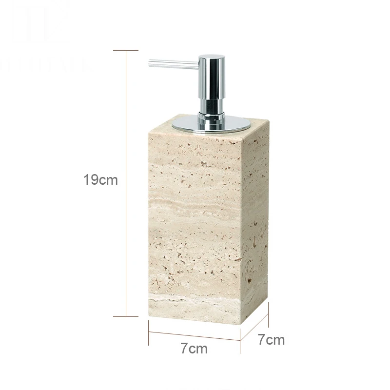 Beige Travertijn Badkamerset Natuurlijke Marmeren Zeepdispenser Rietverspreider Tissue Box Lade Badkameraccessoires