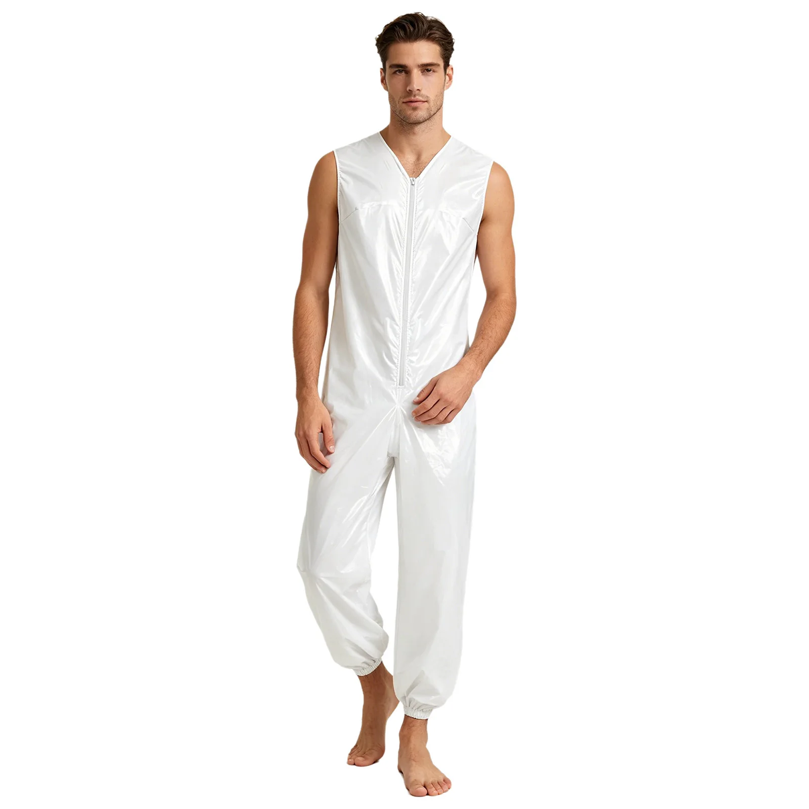 Wasserdichter Windelüberzug für Herren, adaptabler Overall, Badeanzug, ärmelloser Body mit Reißverschluss, elastische Beinöffnung, einteiliger Overall – Detail 14