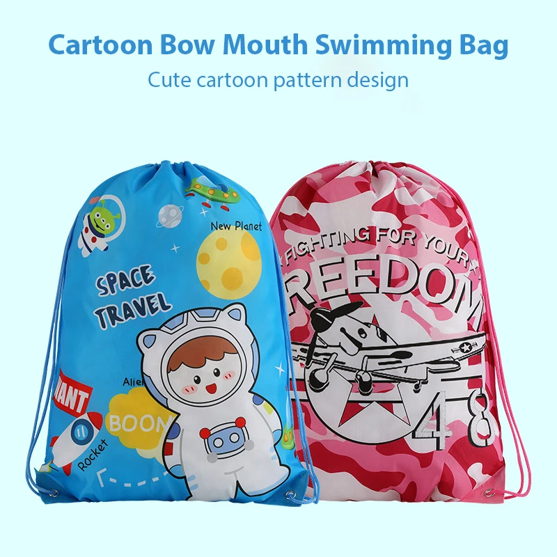 Beach Dinosaur Swim Bag Outdoor Shoulder Sports Storage Bag Drawstring Beach Drawstring Pocket Clothing Oxford Bag