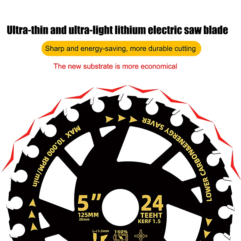 Lame de scie circulaire au lithium à économie d'énergie efficace, coupe du bois, travail de calcul, alliage, meuleuse, 5/5"