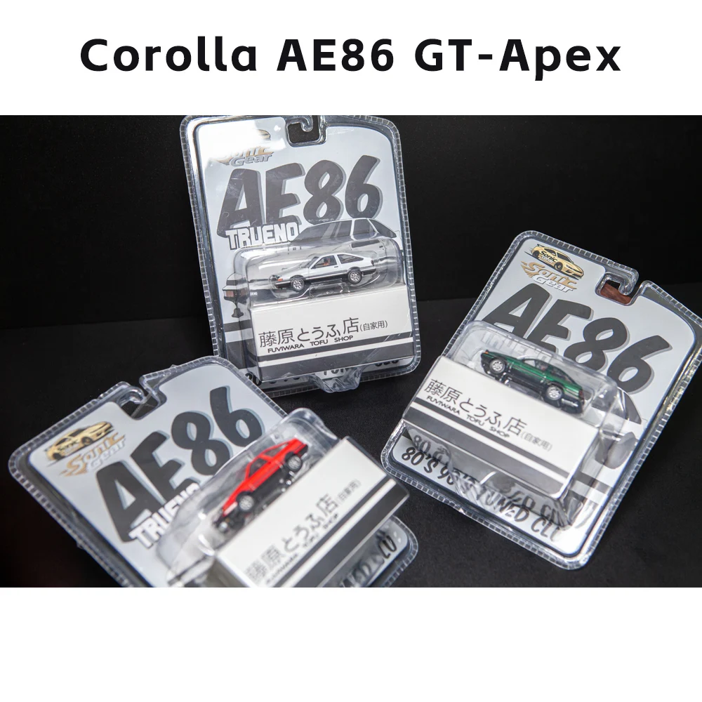 Presale Sonic Gear 1/64 AE86 Trueno GT-Apex Alloy Diecast Car Model Metal Miniature Toy Blister Packaging for Collection Gift