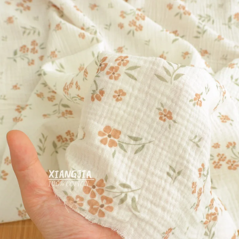135x50 سنتيمتر طبقة مزدوجة نسيج القطن الشاش الأزهار طباعة كريب ملابس خاصة ملابس المنزل المواد جاهزة الأسهم الخياطة القماش