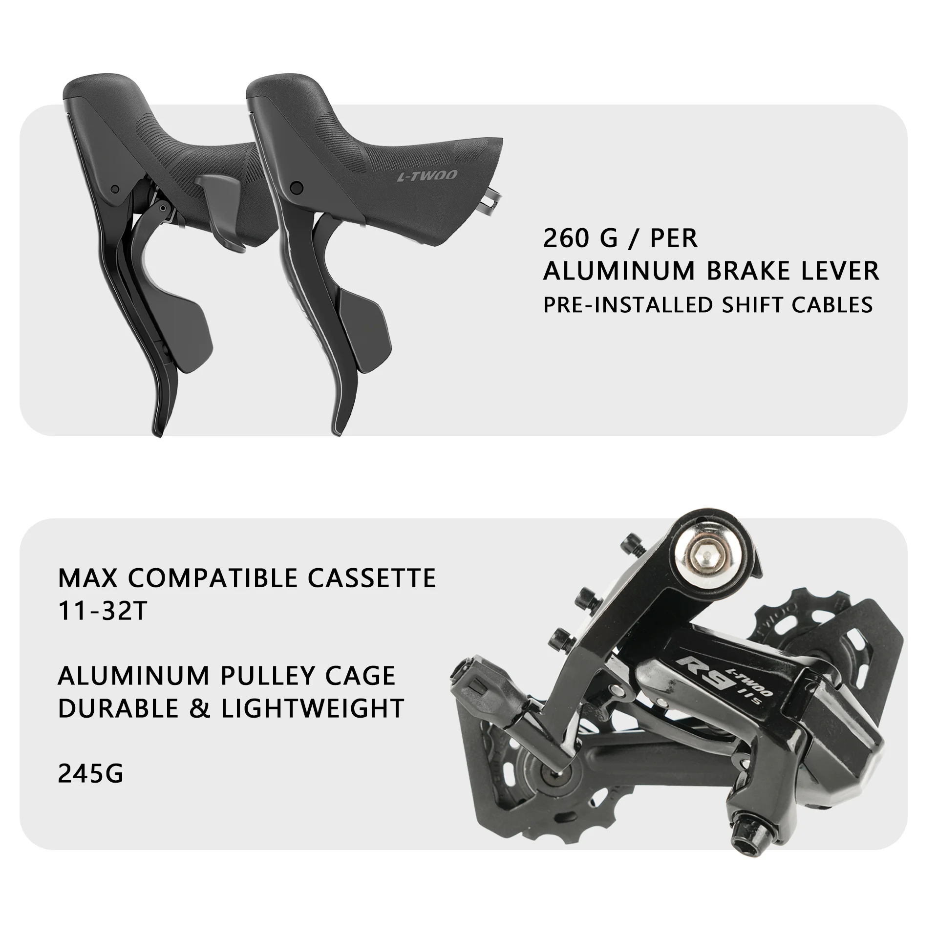 LTWOO R9 2x11 Speed Road bike Groupset with ZRACE Crankset Brake Caliper Cassette Chain, 22S, Capable with 5800 and R7000