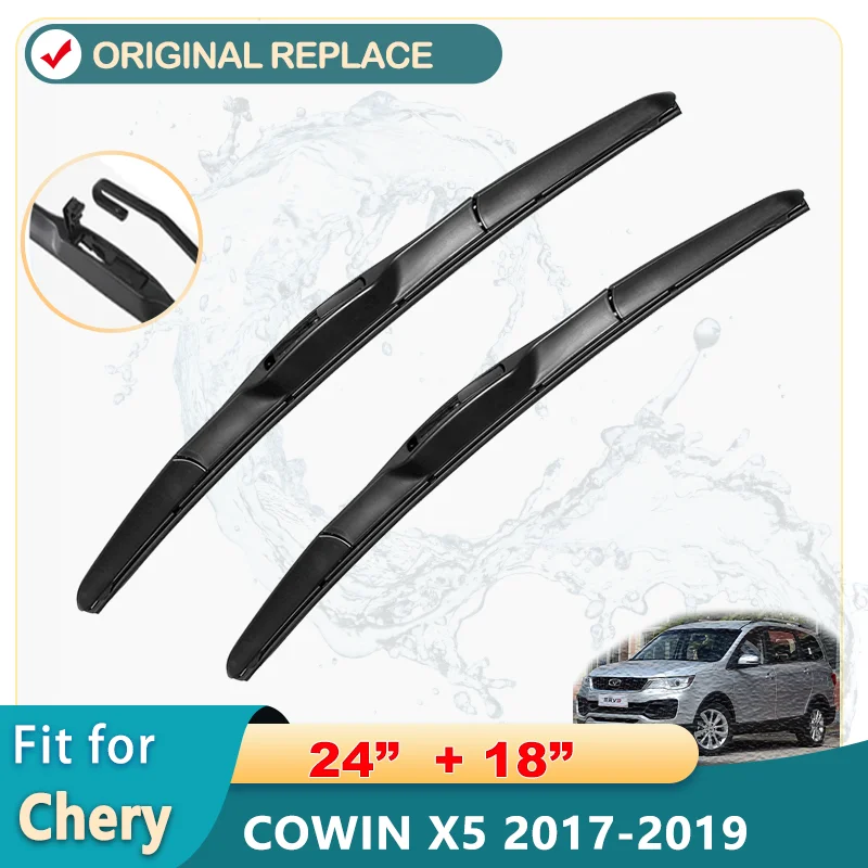 For Chery COWIN X5 Front Rear Wiper Blades Brushes Cutter Accessories J U Hook 2017-2019  Car Wiper