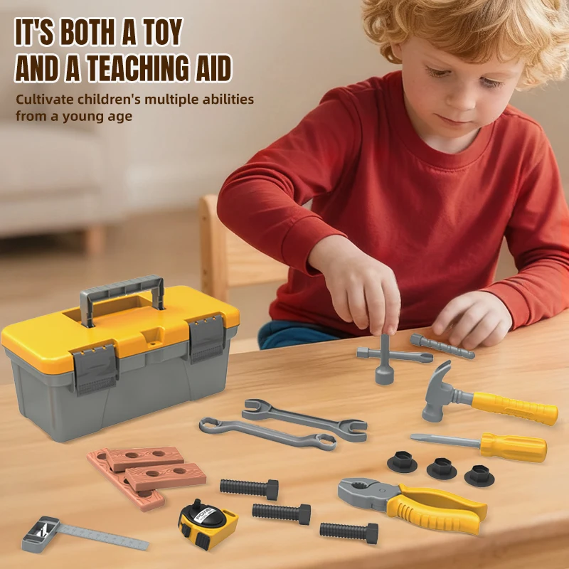 Kit de boîte à outils pour enfants, jouets, boîte à outils de réparation simulée, perceuse électrique, Puzzle d'ingénierie, jeux de rôle, cadeaux pour enfants pour garçons