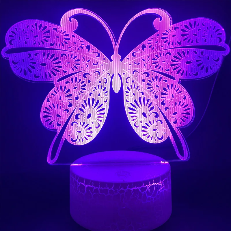 NIghdn lámpara de mariposa Led, luz de noche para decoración de habitación de niños, táctil, 7 colores cambiantes, USB, mesa, mesita de noche, regalo de cumpleaños y Navidad