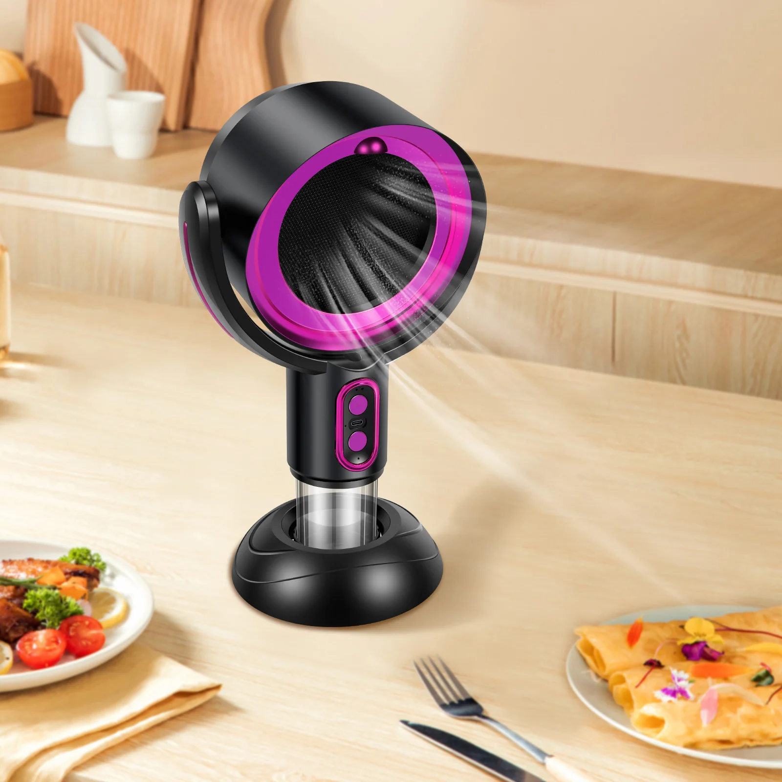 

Desktop Range Hood,Mini Portable Extractor Hood with 2 Speed Adjustment, for Indoor BBQ, Wireless Desktop Kitchen Range Hood