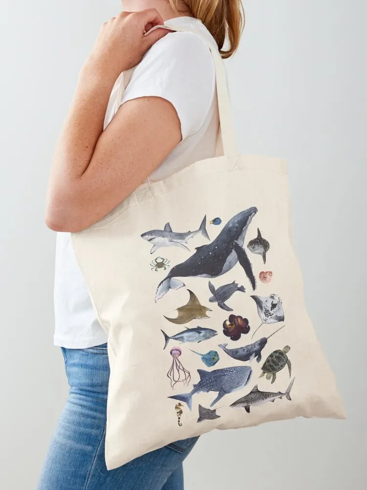 SEA CREATURES Tote Bag Portable shopping bag shopper bag women canvas custom bags