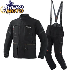 FEHER Motorcycle Jacket Waterproof Motocross Riding Pants Men Cold-proof Motorbike Suit CE Protective Gear Size S-7XL