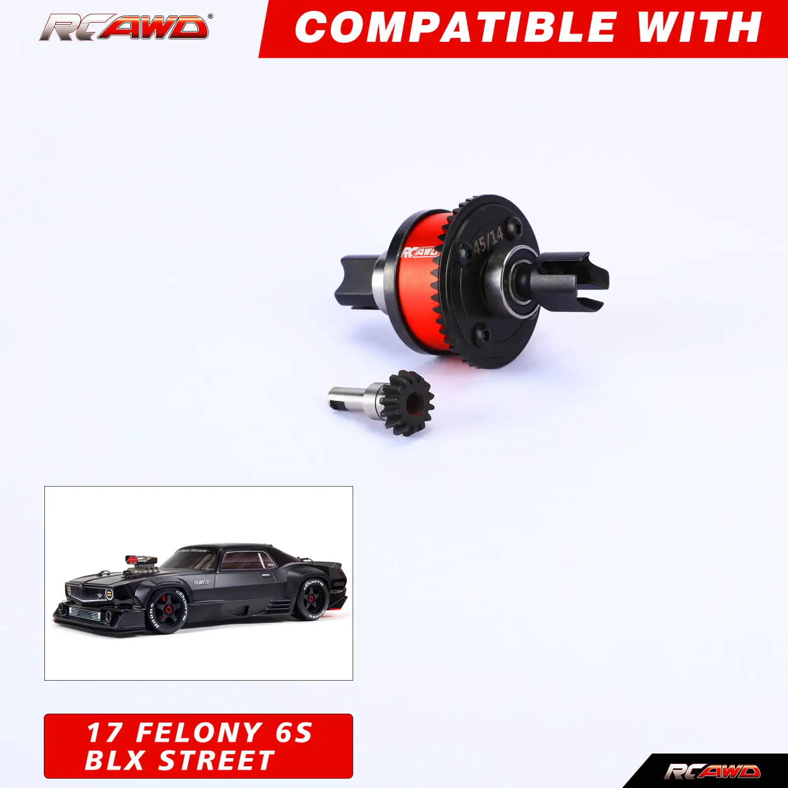 RCAWD RTR 45T 14T mechanizm różnicowy do Arrma 6s 1/7 1/8 wykroczenia nieograniczonych ulepszeń części