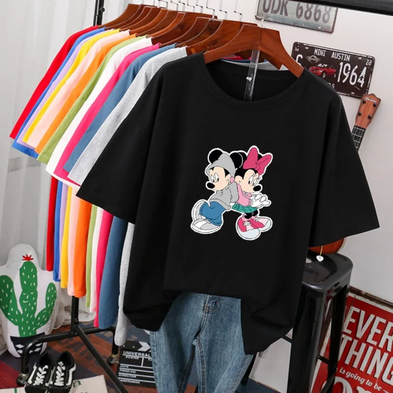 

Summer Mickey Mouse Cotton Short-sleeved T-shirt Women's Summer Shoulder 2025 New Popular American Loose Half-sleeved Clothes