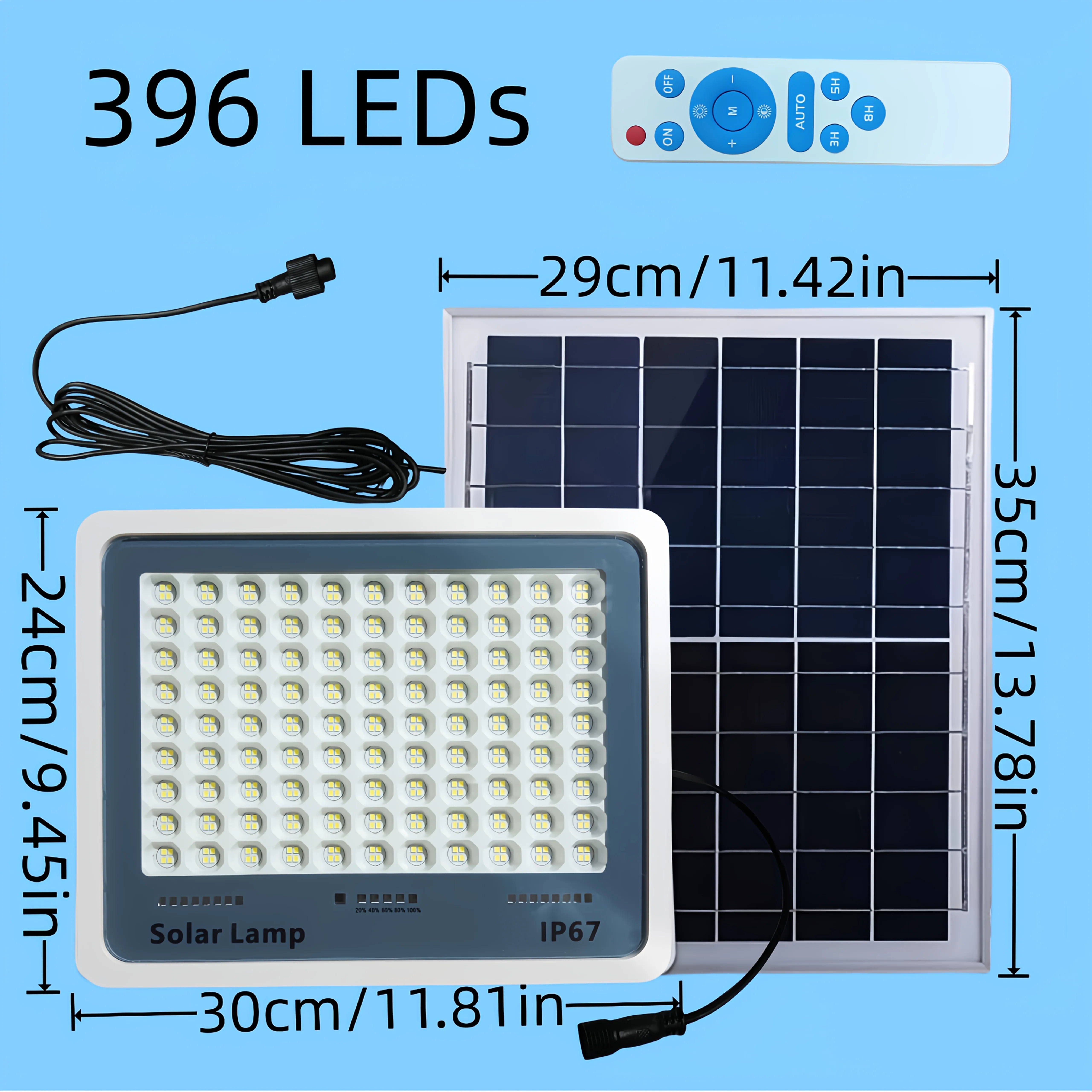 IP67 Outdoor Solar Spotlights with Remote Control - 4.5meter Cable, Solar-Powered Floodlights for Gardens, Roads, Courtyards