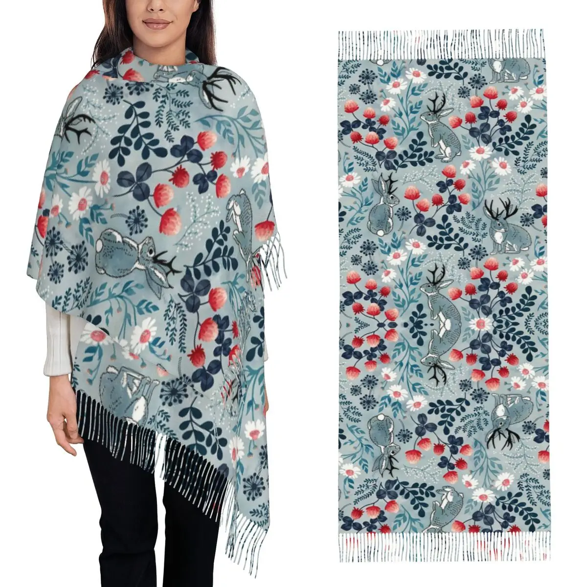 

Jackalope Meadow Poppy шарф с кисточками для женщин мягкие теплые шали и накидки большая осенне-зимняя шаль