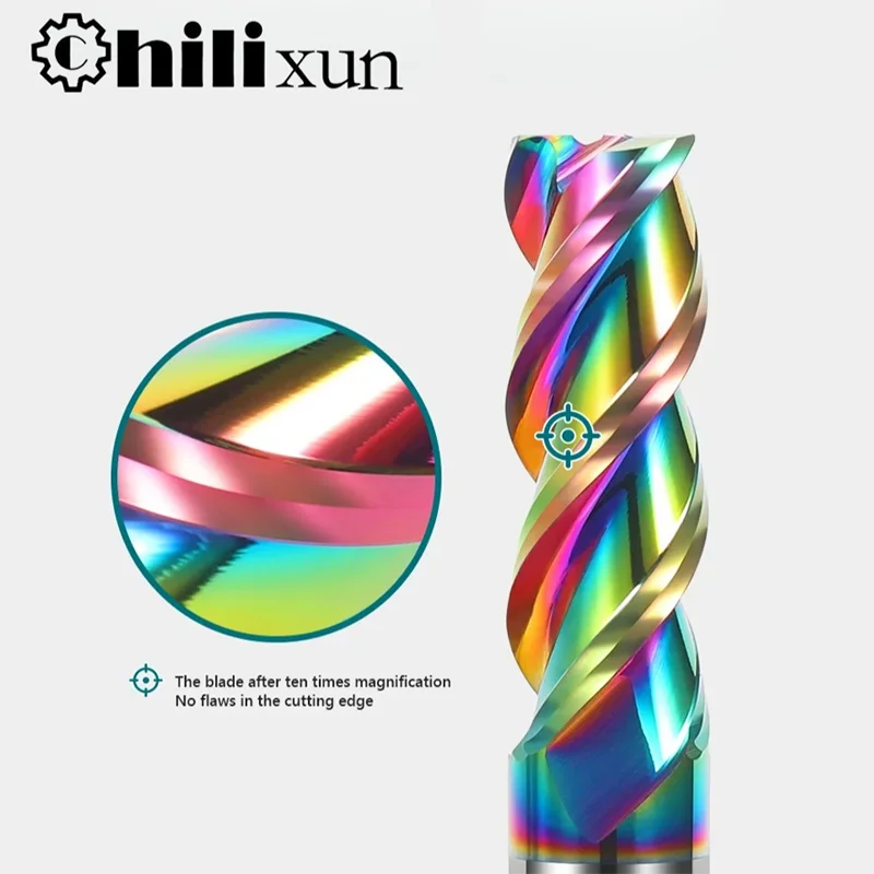 HILIXUN HRC55 3F الملونة كربيد نهاية مطحنة الألومنيوم قاطعة المطحنة ل الاكريليك الخشب النحاس البلاستيك أداة القطع أدوات الكمبيوتر