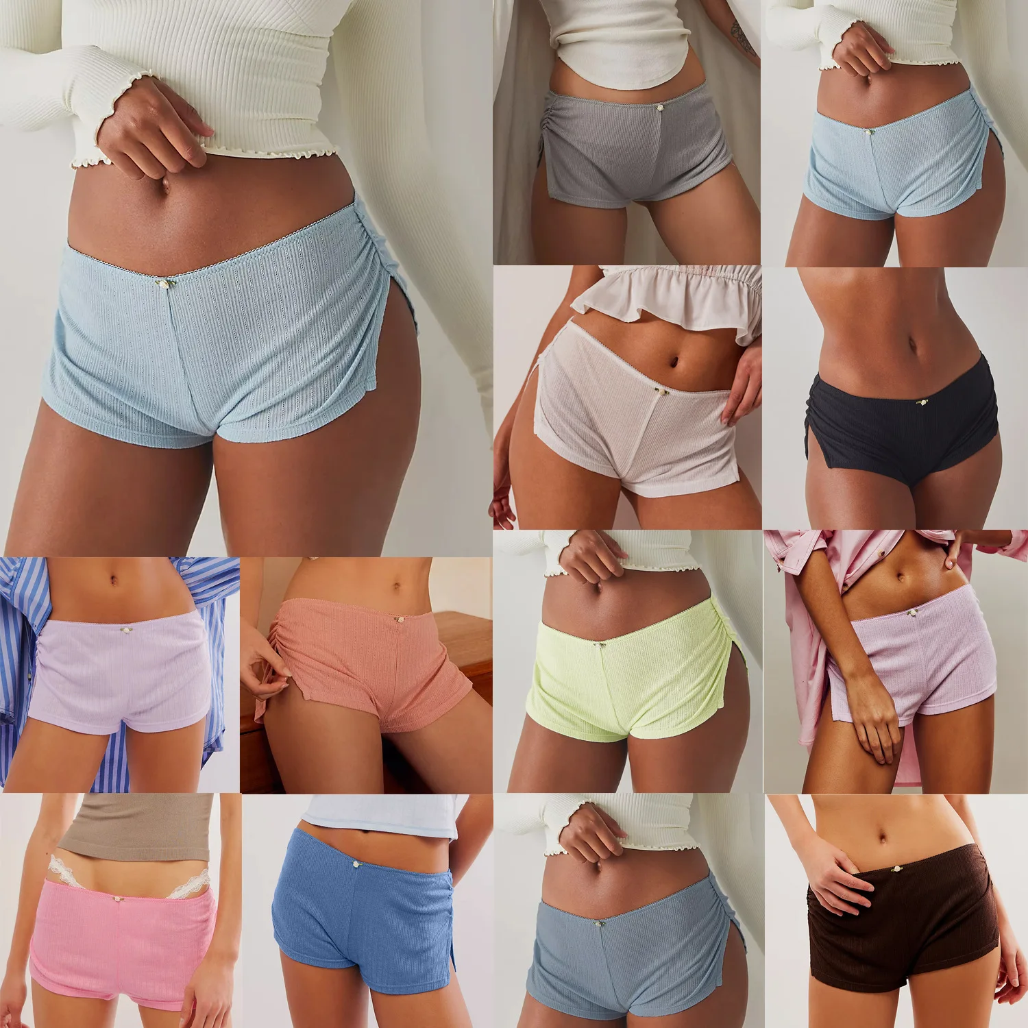 

Rose Blossoms Mini Shorts Split Hot Pants New Sexy Spicy Shorts Solid Color Underpants for Outwear