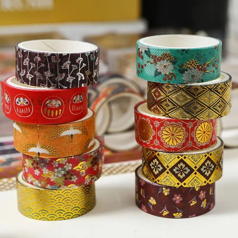 

Набор лент васи из золотой фольги для японского летнего фестиваля, узор фейерверка Сакуры для украшения подарочной коробки для скрапбукинга своими руками, ﻿ ​