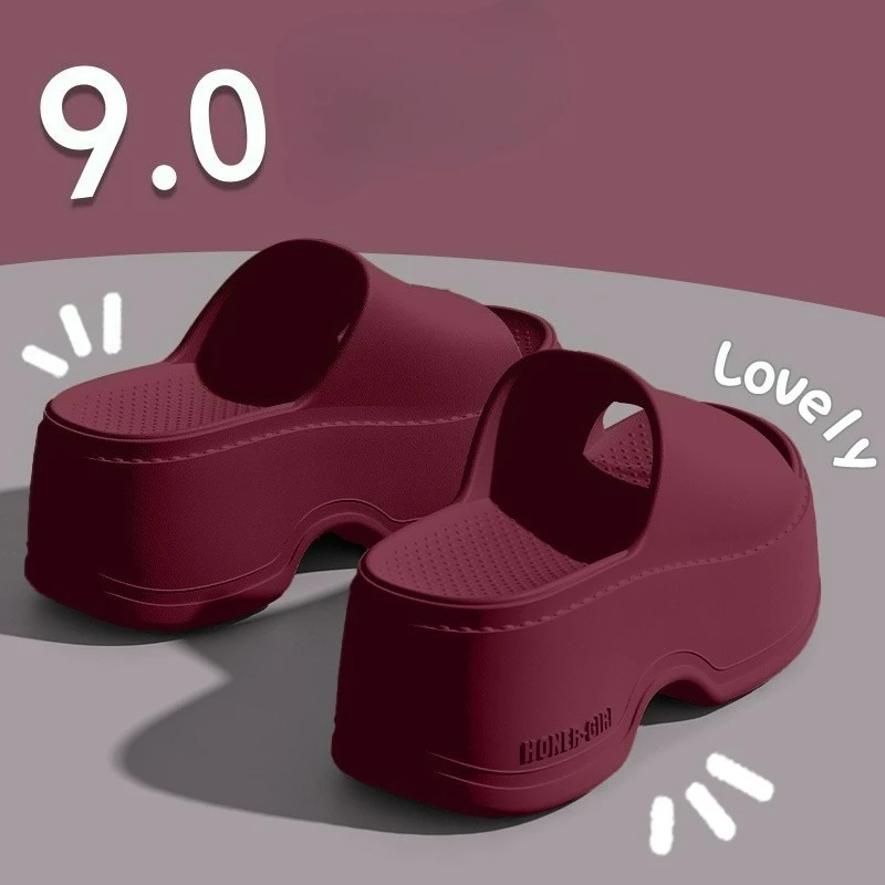 

Женские шлепанцы на толстой подошве с увеличением роста на 7 см, новые летние уличные красивые нескользящие пляжные сандалии для моря